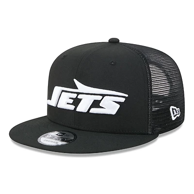 Men's New Era Black/White New York Jets 9FIFTY Snapback Trucker Hat