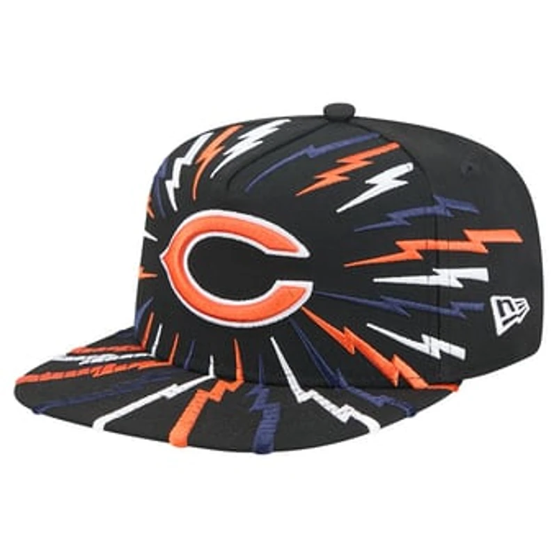 Men's New Era Black Chicago Bears Bolt A-Frame 9FIFTY Snapback Hat