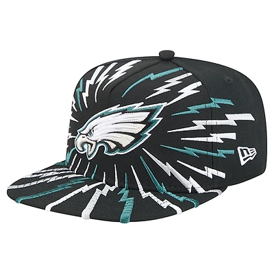 Men's New Era Black Philadelphia Eagles Bolt A-Frame 9FIFTY Snapback Hat