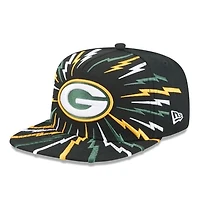 Men's New Era Black Green Bay Packers Bolt A-Frame 9FIFTY Snapback Hat