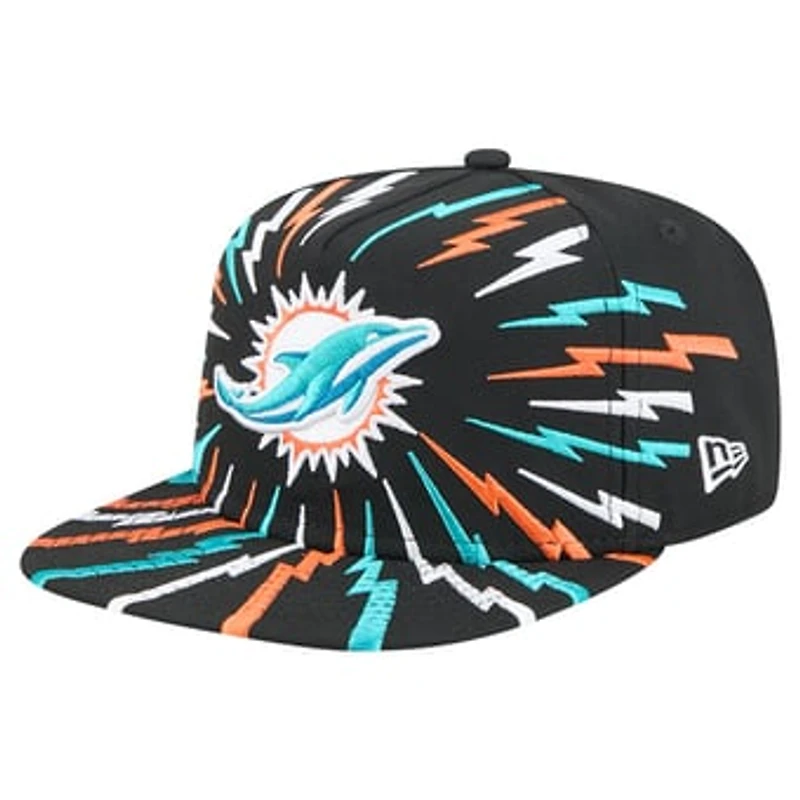 Men's New Era Black Miami Dolphins Bolt A-Frame 9FIFTY Snapback Hat