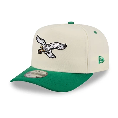 Men's New Era Cream/Kelly Green Philadelphia Eagles Rear Wordmark A-Frame 9FIFTY Snapback Hat