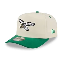 Men's New Era Cream/Kelly Green Philadelphia Eagles Rear Wordmark A-Frame 9FIFTY Snapback Hat