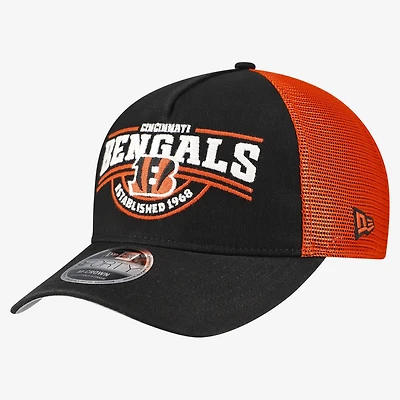 Men's New Era Black Cincinnati Bengals A-Frame 9FORTY Adjustable Hat