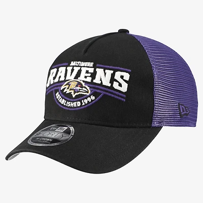 Men's New Era Black Baltimore Ravens A-Frame 9FORTY Adjustable Hat