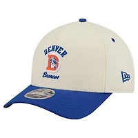 Men's New Era Cream/Royal Denver Broncos Throwback Arch 9FORTY A-Frame M-Crown Adjustable Hat