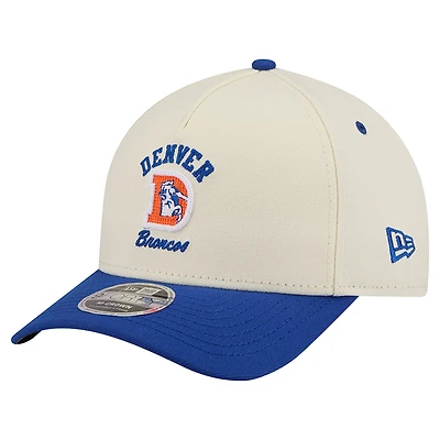 Men's New Era Cream/Royal Denver Broncos Throwback Arch 9FORTY A-Frame M-Crown Adjustable Hat