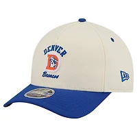 Men's New Era Cream/Royal Denver Broncos Throwback Arch 9FORTY A-Frame M-Crown Adjustable Hat