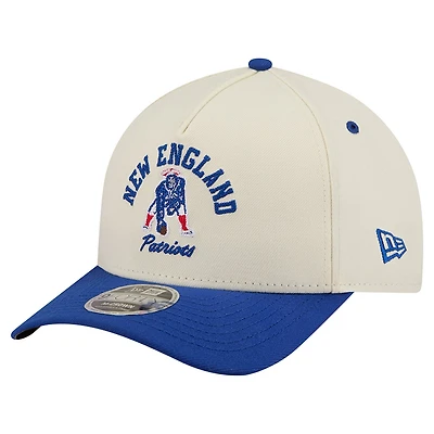 Men's New Era Cream/Royal New England Patriots Throwback Arch 9FORTY A-Frame M-Crown Adjustable Hat