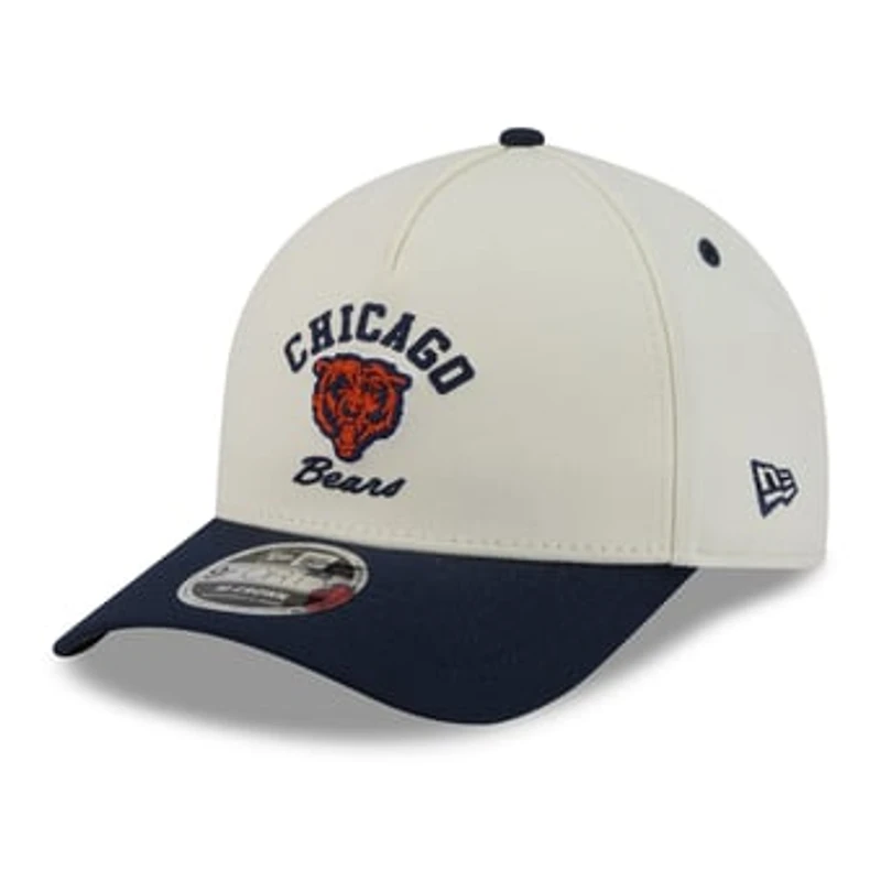 Men's New Era Cream/Navy Chicago Bears Arch 9FORTY A-Frame M-Crown Adjustable Hat