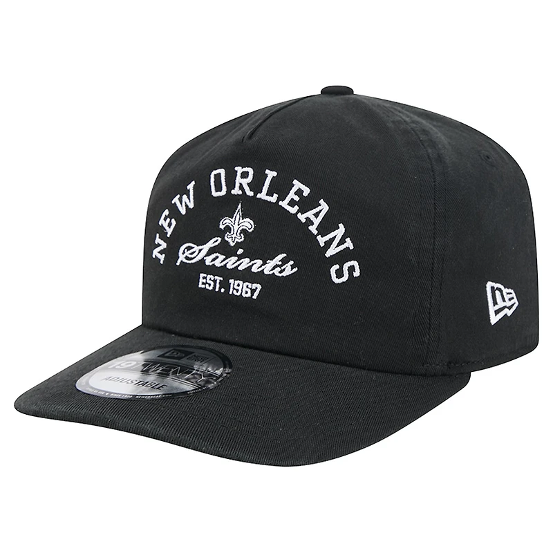 Men's New Era Black New Orleans Saints Stacked 19TWENTY Adjustable Hat