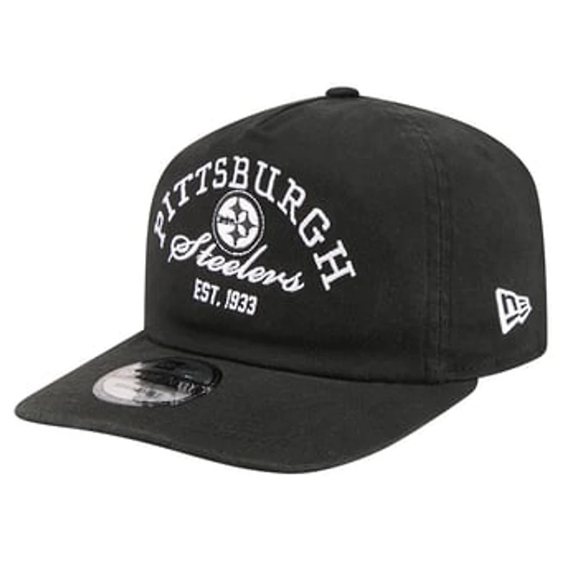 Men's New Era Black Pittsburgh Steelers Stacked 19TWENTY Adjustable Hat