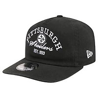 Men's New Era Black Pittsburgh Steelers Stacked 19TWENTY Adjustable Hat