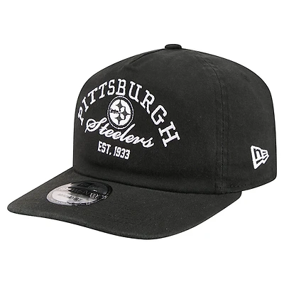 Men's New Era Black Pittsburgh Steelers Stacked 19TWENTY Adjustable Hat