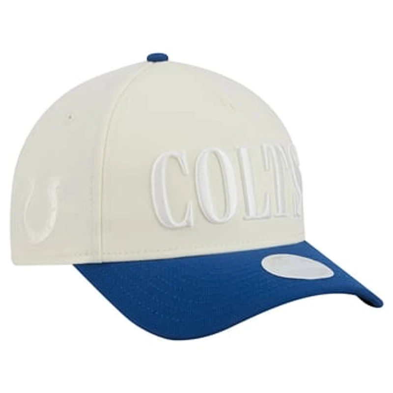 Women's New Era Cream/Royal Indianapolis Colts Tonal A-Frame 9FORTY Adjustable Hat