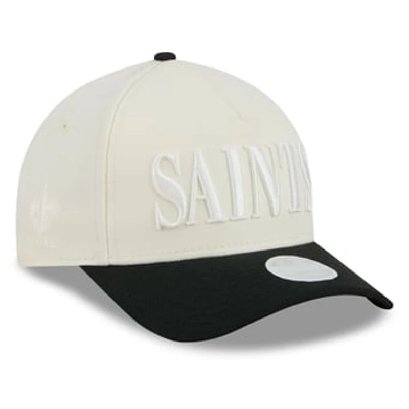 Women's New Era Cream/Black New Orleans Saints Tonal A-Frame 9FORTY Adjustable Hat