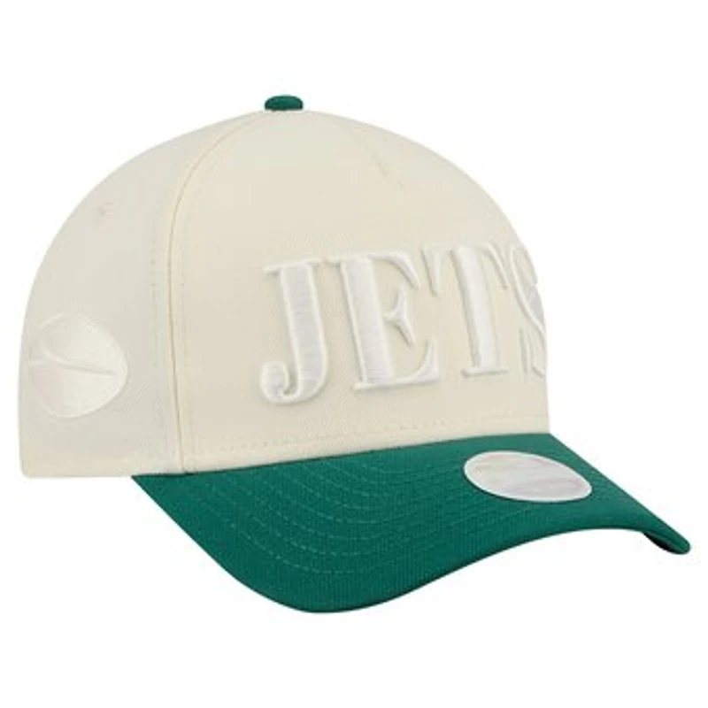 Women's New Era Cream/Green New York Jets Tonal A-Frame 9FORTY Adjustable Hat