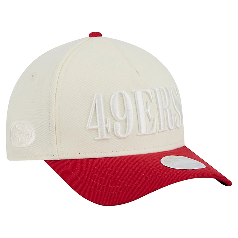 Women's New Era Cream/Scarlet San Francisco 49ers Tonal A-Frame 9FORTY Adjustable Hat