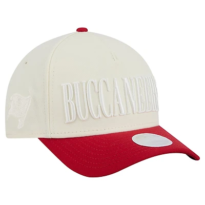 Women's New Era Cream/Red Tampa Bay Buccaneers Tonal A-Frame 9FORTY Adjustable Hat