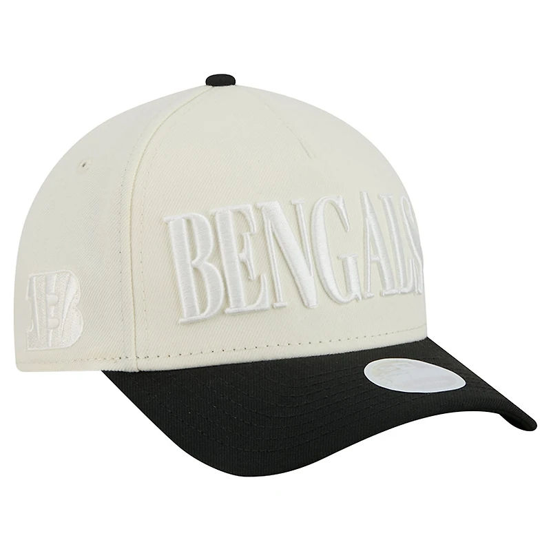 Women's New Era Cream/Black Cincinnati Bengals Tonal A-Frame 9FORTY Adjustable Hat
