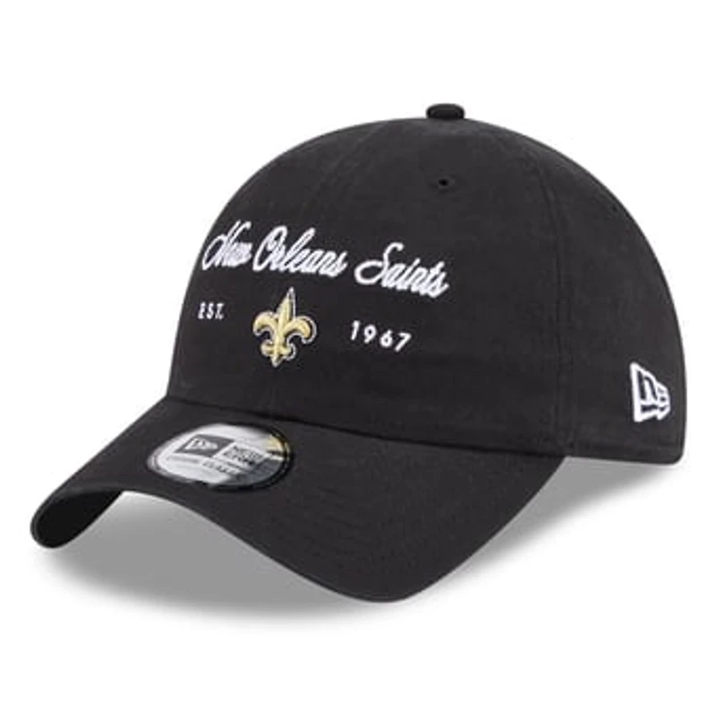 Women's New Era Black New Orleans Saints Script Casual Classic Adjustable Hat