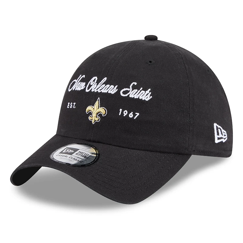 Women's New Era Black New Orleans Saints Script Casual Classic Adjustable Hat