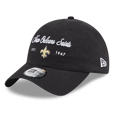 Women's New Era Black New Orleans Saints Script Casual Classic Adjustable Hat