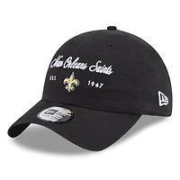 Women's New Era Black New Orleans Saints Script Casual Classic Adjustable Hat