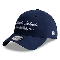 Women's New Era College Navy Seattle Seahawks Script Casual Classic Adjustable Hat