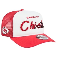 Men's New Era White/Red Kansas City Chiefs Foam A-Frame 9FIFTY Snapback Trucker Hat