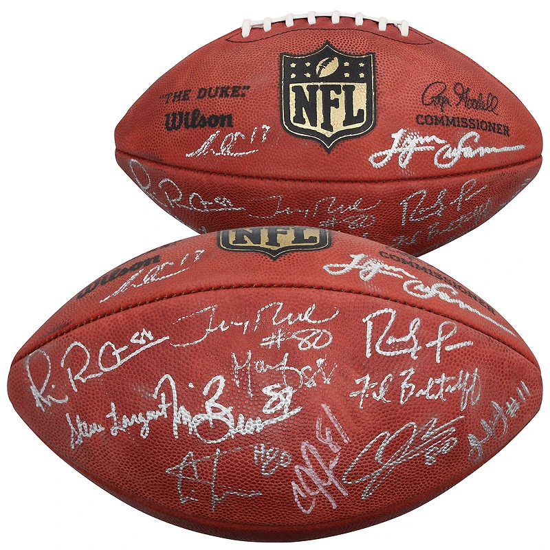 NFL Wide Receiver Legends Autographed Wilson Duke Pro Football with 13 Signatures including Jerry Rice, Randy Moss & Calvin Johnson - Limited Edition of 25