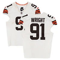 Alex Wright Cleveland Browns Game-Used #91 White Jersey vs. Cincinnati Bengals on January 4, 2026