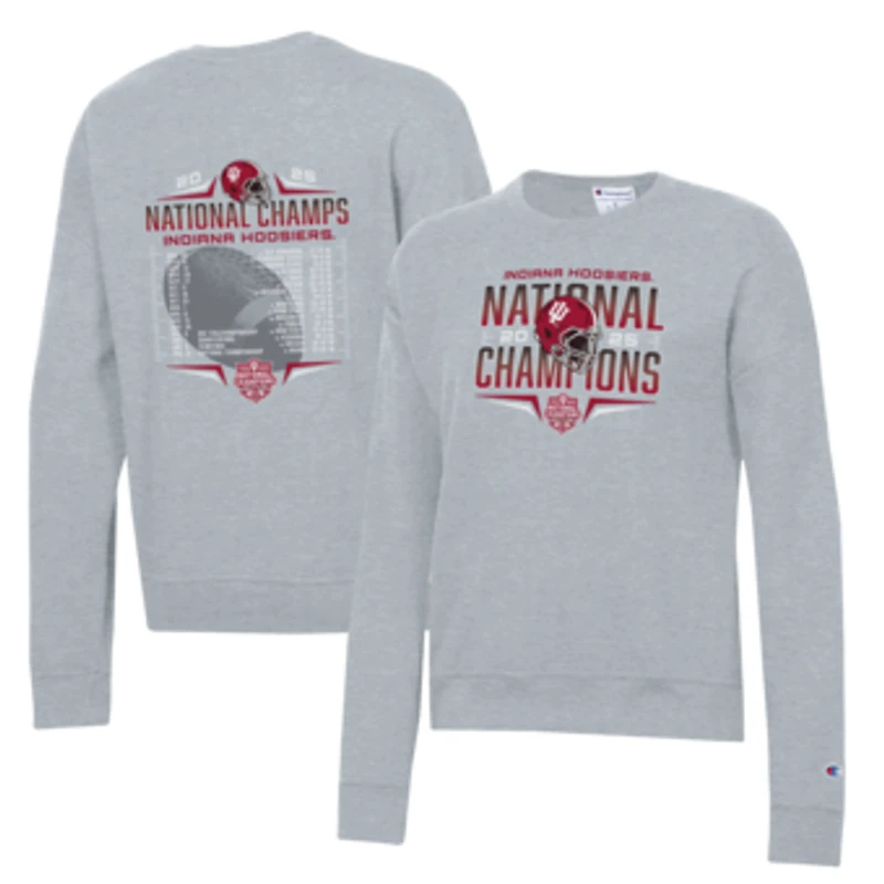 Unisex Champion  Heather Gray Indiana Hoosiers College Football Playoff 2025 National Champions Schedule Sweatshirt