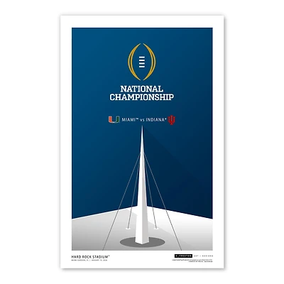 Indiana Hoosiers vs. Miami Hurricanes College Football Playoff 2025 National Championship Matchup 11" x 17" Minimalist Poster Print