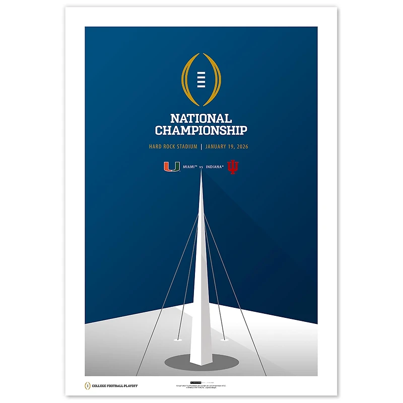 Indiana Hoosiers vs. Miami Hurricanes College Football Playoff 2025 National Championship Matchup Limited Edition 24" x 36" Fine Art Print