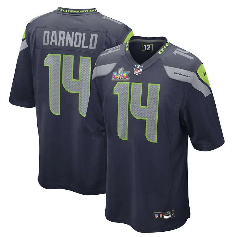 Men's Nike Sam Darnold College Navy Seattle Seahawks Super Bowl LX Patch Game Jersey