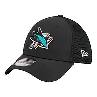 Men's New Era  Black San Jose Sharks Logo 39THIRTY Flex Hat