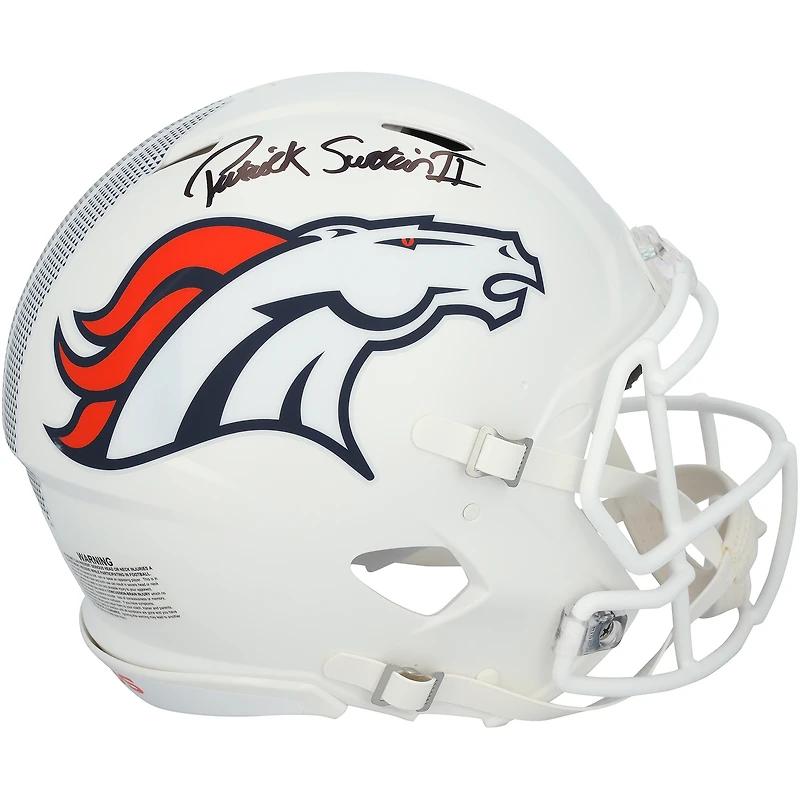Patrick Surtain II Denver Broncos Autographed Riddell 2024 White Alternate Speed Authentic Helmet