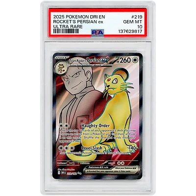Team Rocket's Persian EX 2025 Pokemon Destined Rivals Ultra Rare #219 PSA Authenticated 10 Card