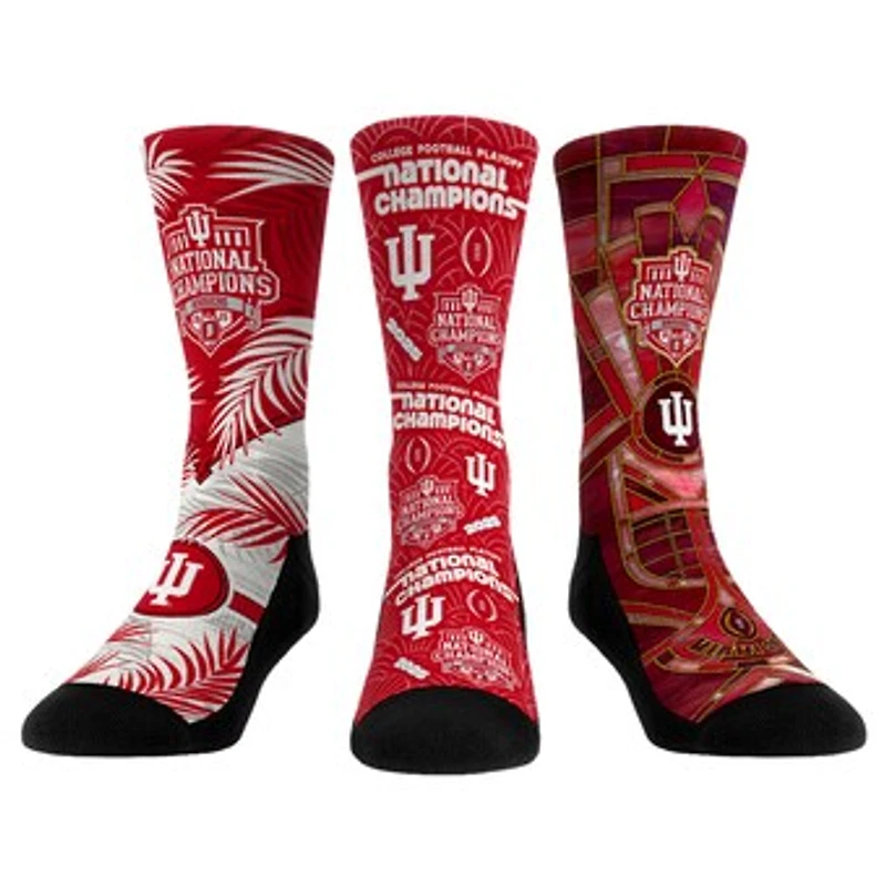 Youth Rock Em Socks Crimson Indiana Hoosiers College Football Playoff 2025 National Champions 2-Pack Crew Socks Set