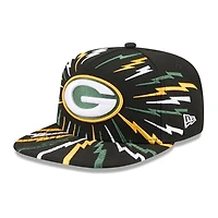 Youth New Era Black Green Bay Packers Bolt A-Frame 9FIFTY Snapback Hat