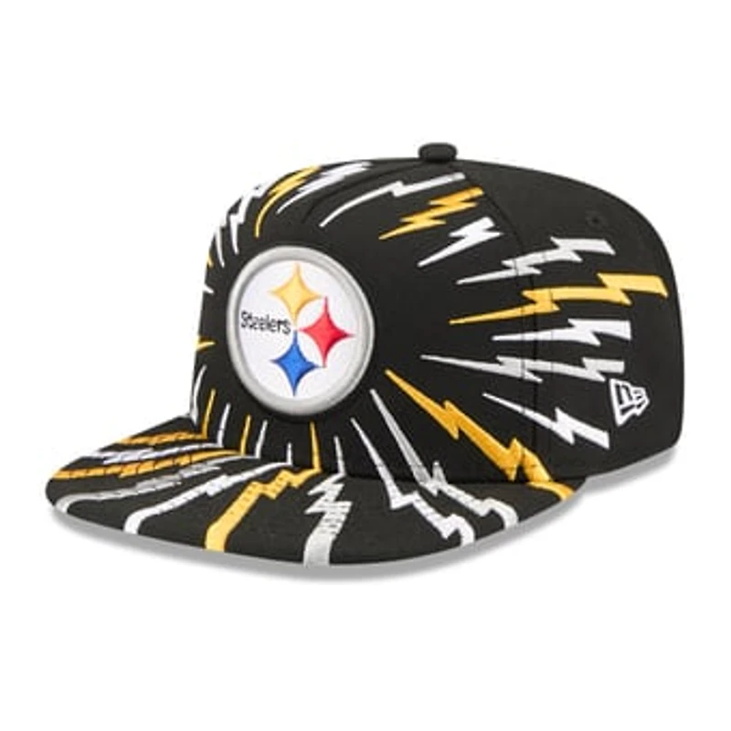 Youth New Era Black Pittsburgh Steelers Bolt A-Frame 9FIFTY Snapback Hat
