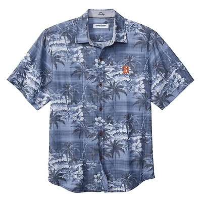 Men's Tommy Bahama Navy Detroit Tigers Coconut Point Isla Palmetta Button-Up COOLMAX Shirt