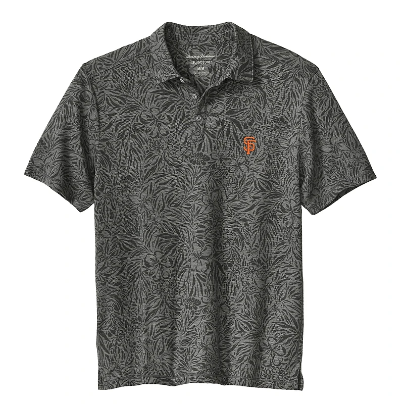 Men's Tommy Bahama  Black San Francisco Giants Wild Hibiscus Tri-Blend IslandZone Polo