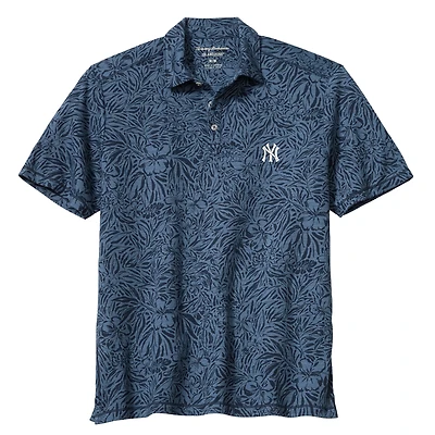 Men's Tommy Bahama  Navy New York Yankees Wild Hibiscus Tri-Blend IslandZone Polo
