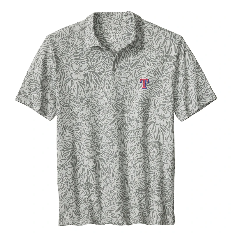 Men's Tommy Bahama  Gray Texas Rangers Wild Hibiscus Tri-Blend IslandZone Polo