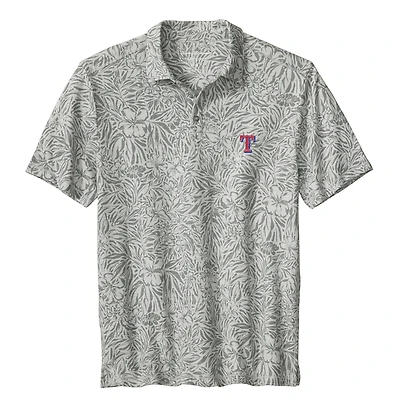 Men's Tommy Bahama  Gray Texas Rangers Wild Hibiscus Tri-Blend IslandZone Polo