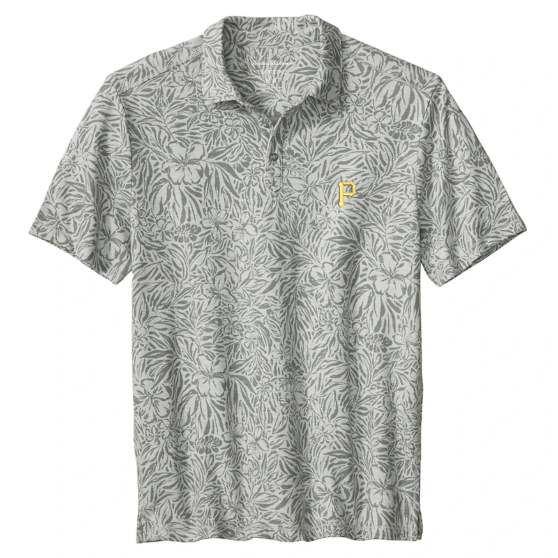 Men's Tommy Bahama  Gray Pittsburgh Pirates Wild Hibiscus Tri-Blend IslandZone Polo