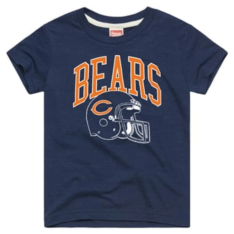 Youth Homage Navy Chicago Bears Helmet Retro Tri-Blend T-Shirt