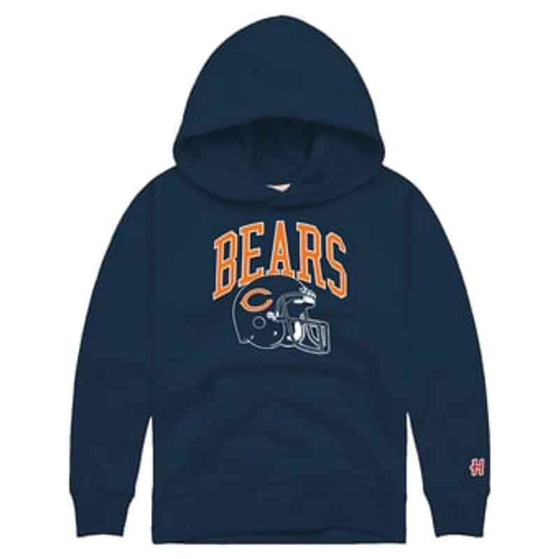 Youth Homage Navy Chicago Bears Helmet Retro Tri-Blend Hoodie